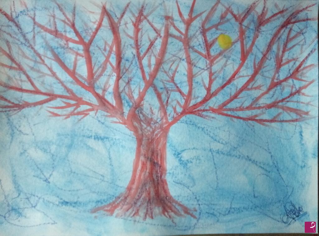 quadri in vendita online - Albero rosso