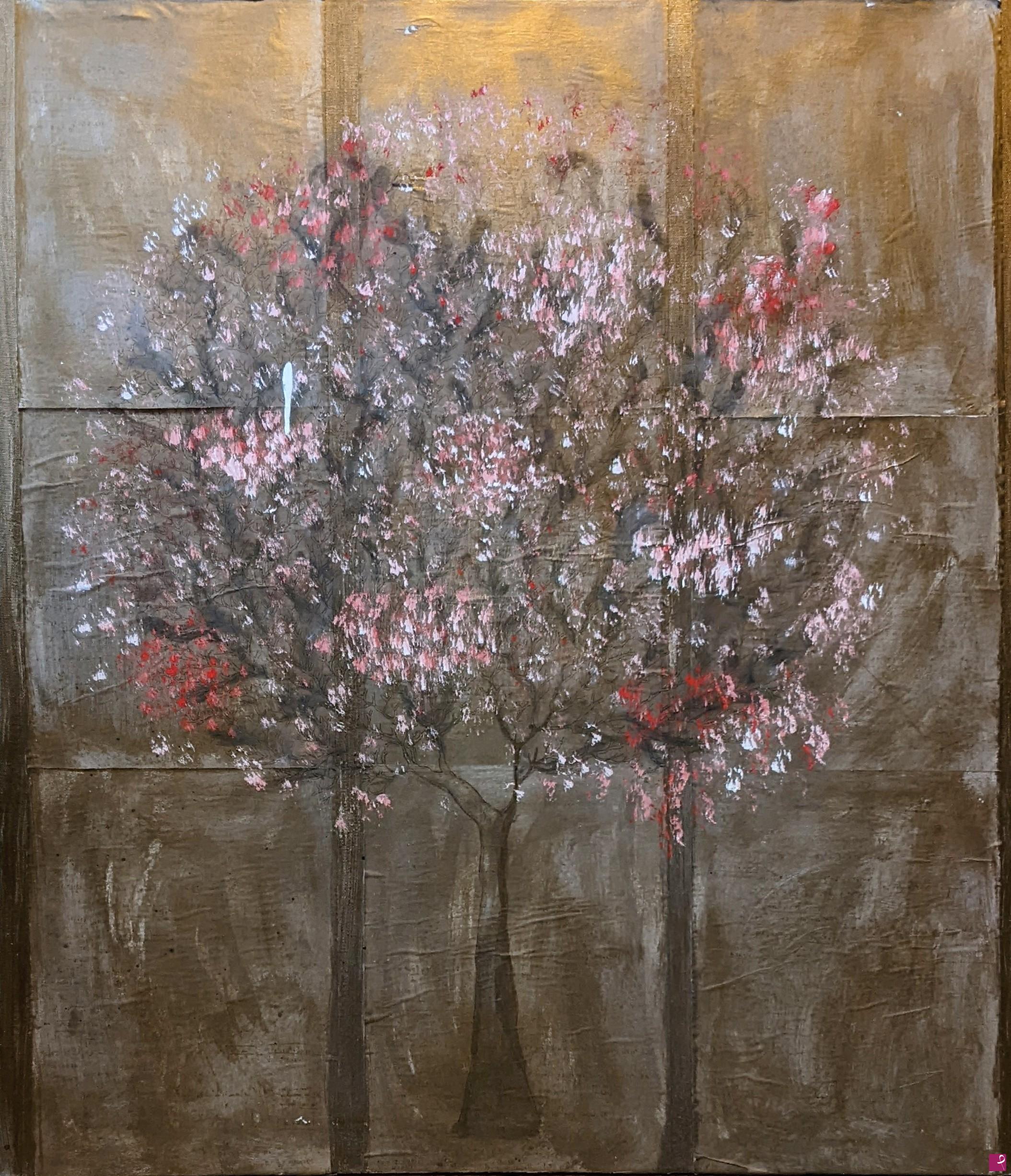 quadri in vendita online - Albero rotondo rosa