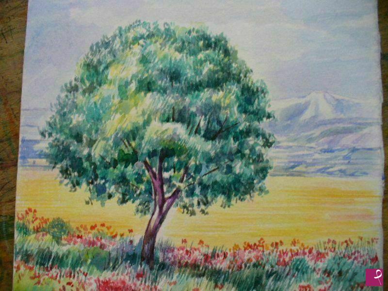quadri in vendita online - Albero solitario