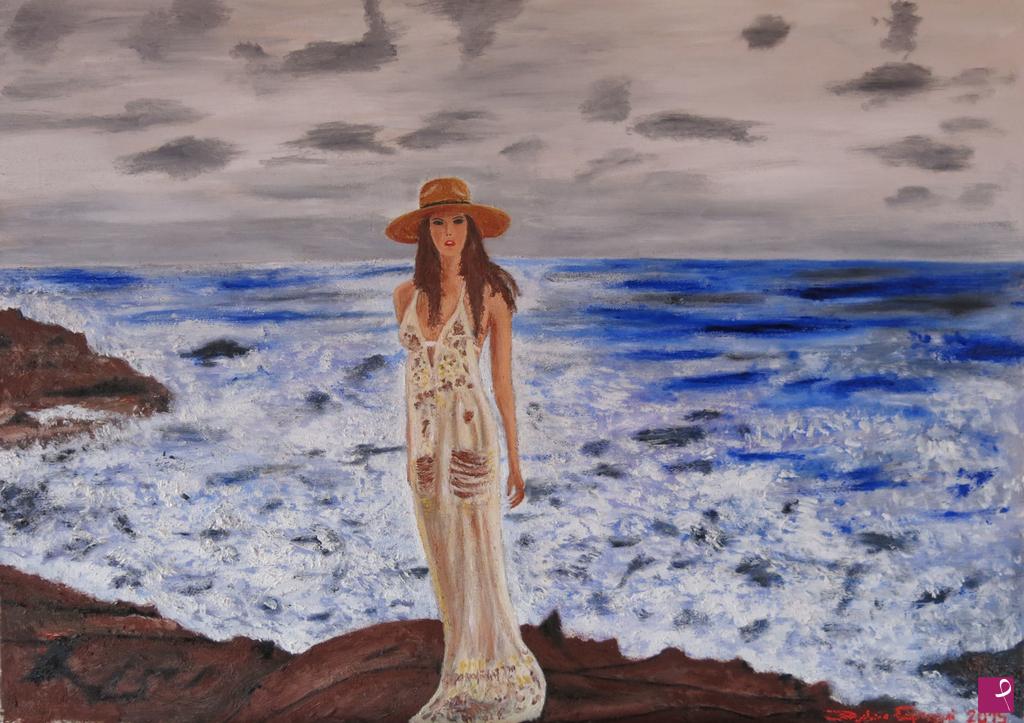 quadri in vendita online - Alessandra and the sea