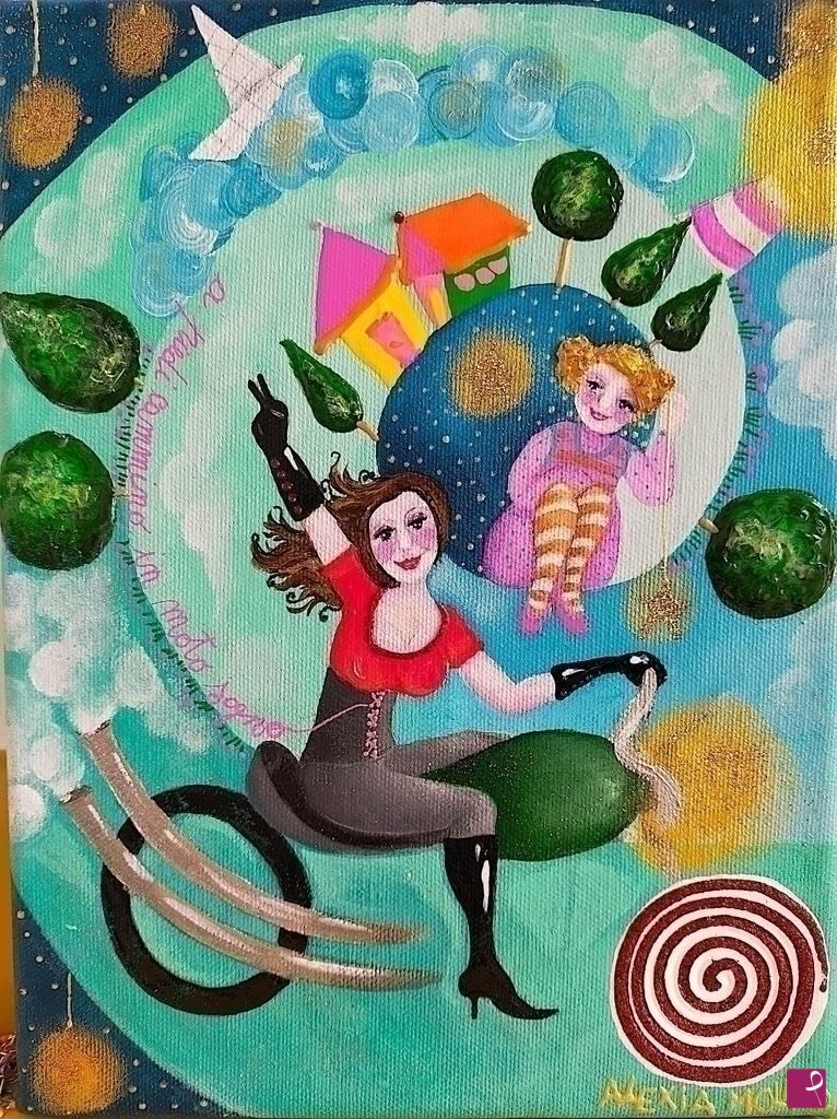 quadri in vendita online - Alexia Molino - A piedi cammino, in moto sogno (24x30)