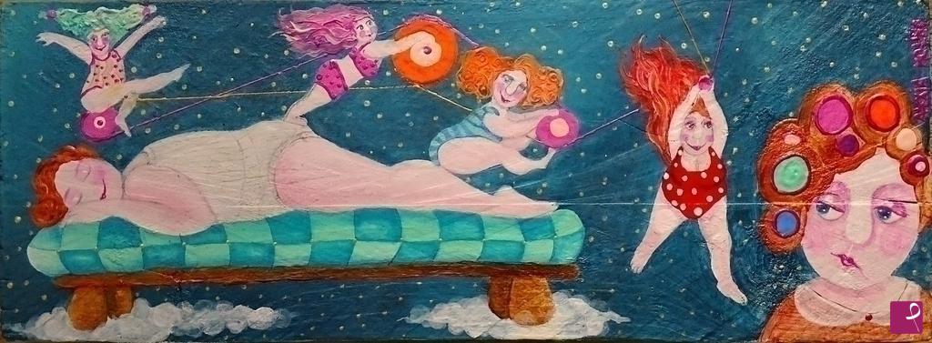 quadri in vendita online - Alexia Molino - Almeno lascialo sognare (32,5x12 opera su legno)