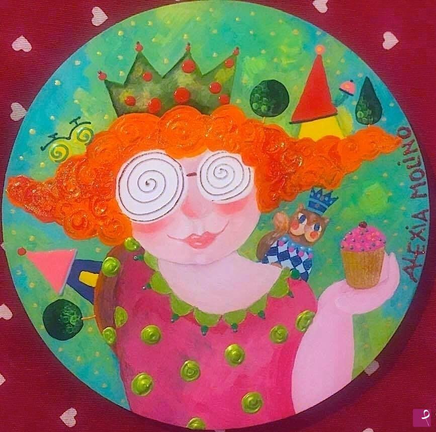 quadri in vendita online - Alexia Molino - "Bottone" d'Arte Naïf - la follia