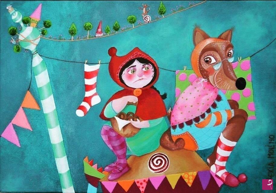 quadri in vendita online - Alexia Molino - Cappuccetto rosso (35x50)
