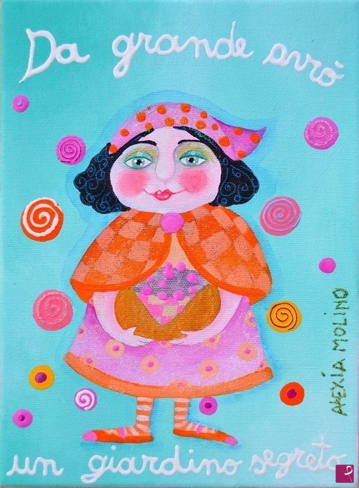 quadri in vendita online - Alexia Molino - Da grande avrò un giardino segreto (18x24)