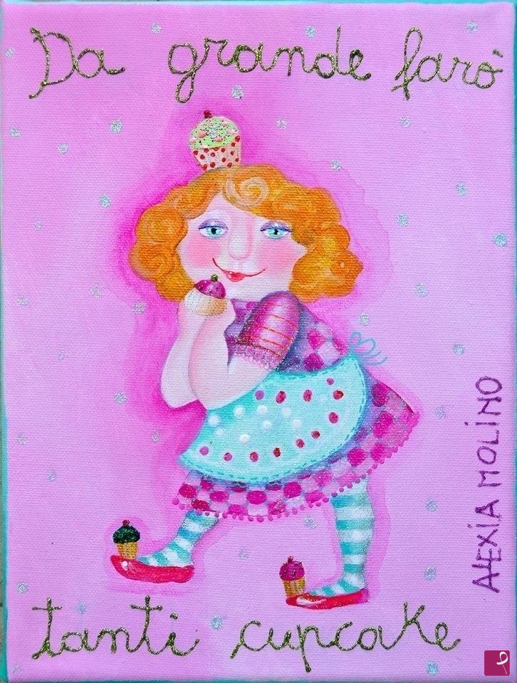 quadri in vendita online - Alexia Molino - Da grande farò tanti cupcake (18x24)