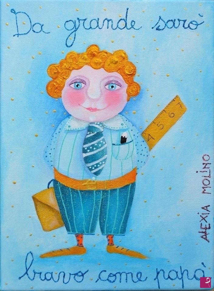 quadri in vendita online - Alexia Molino - Da grande sarò bravo come papà (18x24)