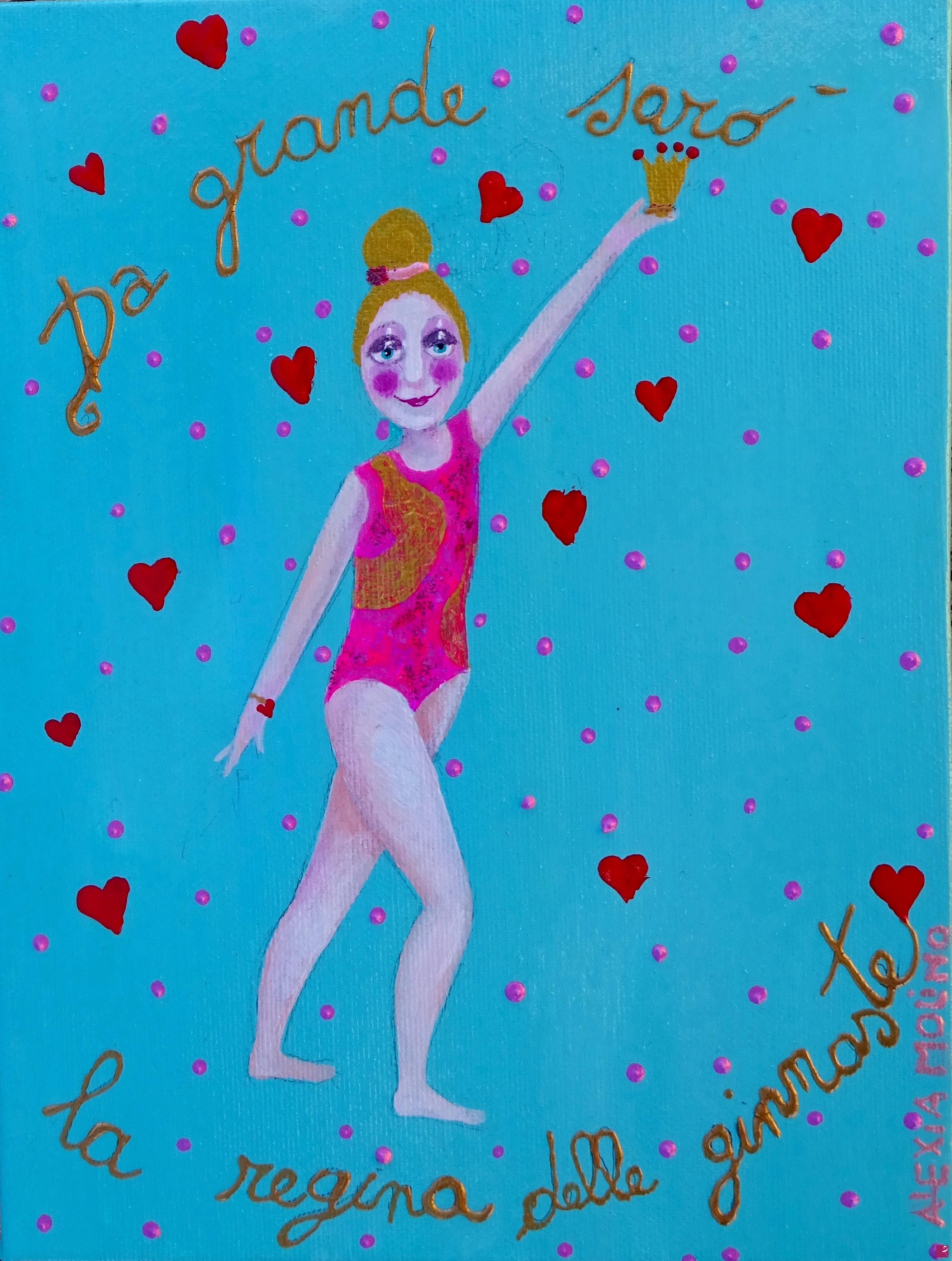 quadri in vendita online - Alexia Molino - Da grande sarò la Regina delle ginnaste (18x24 acrilico su tela)