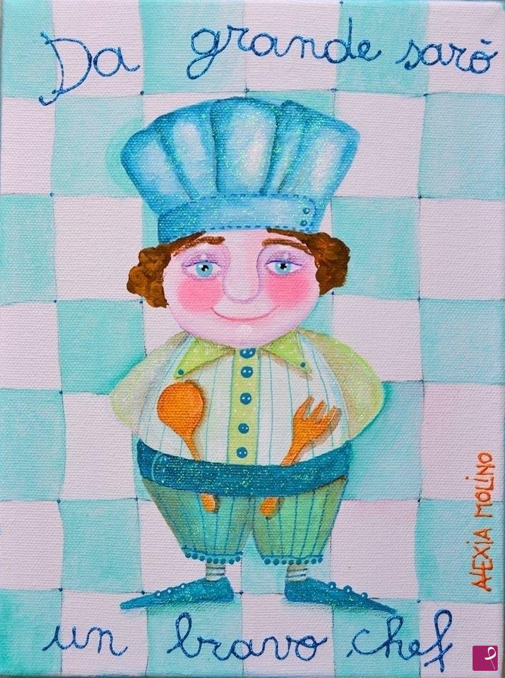 quadri in vendita online - Alexia Molino - Da grande sarò un bravo chef (18x24)