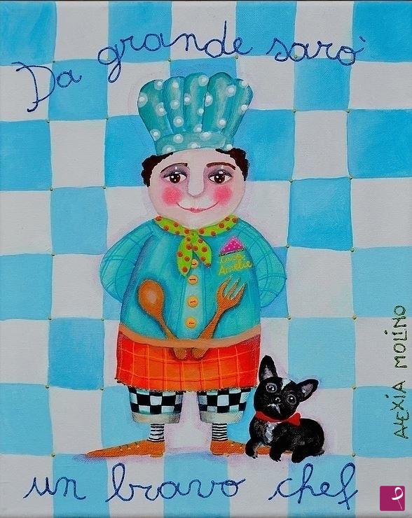 quadri in vendita online - Alexia Molino - Da grande sarò un bravo chef (18x24)