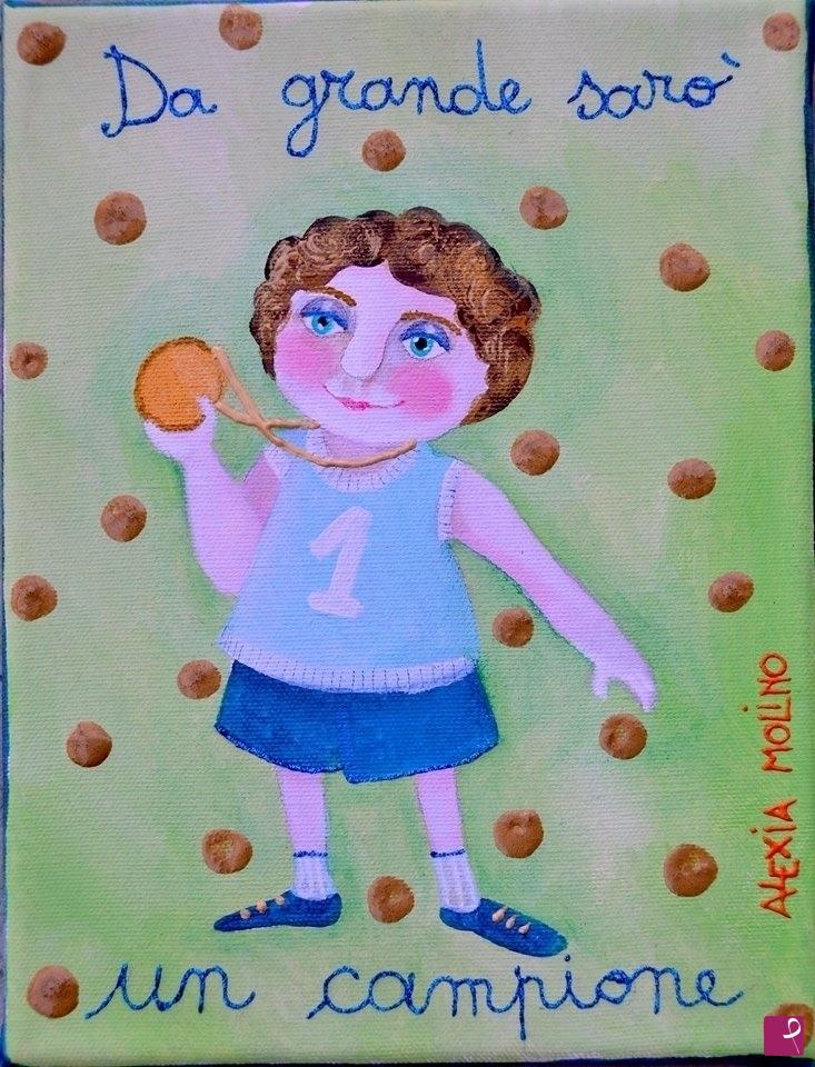 quadri in vendita online - Alexia Molino - Da grande sarò un campione (18x24)