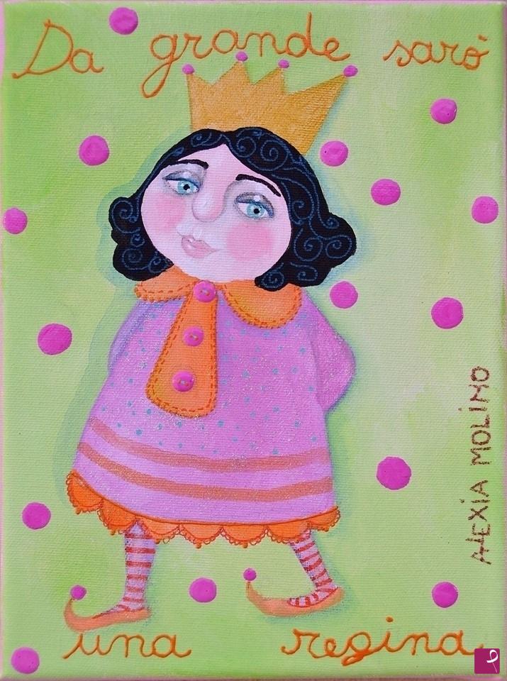 quadri in vendita online - Alexia Molino - Da grande sarò una regina (18x24)
