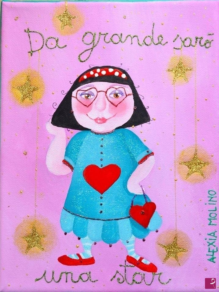 quadri in vendita online - Alexia Molino - Da grande sarò una star (18x24)