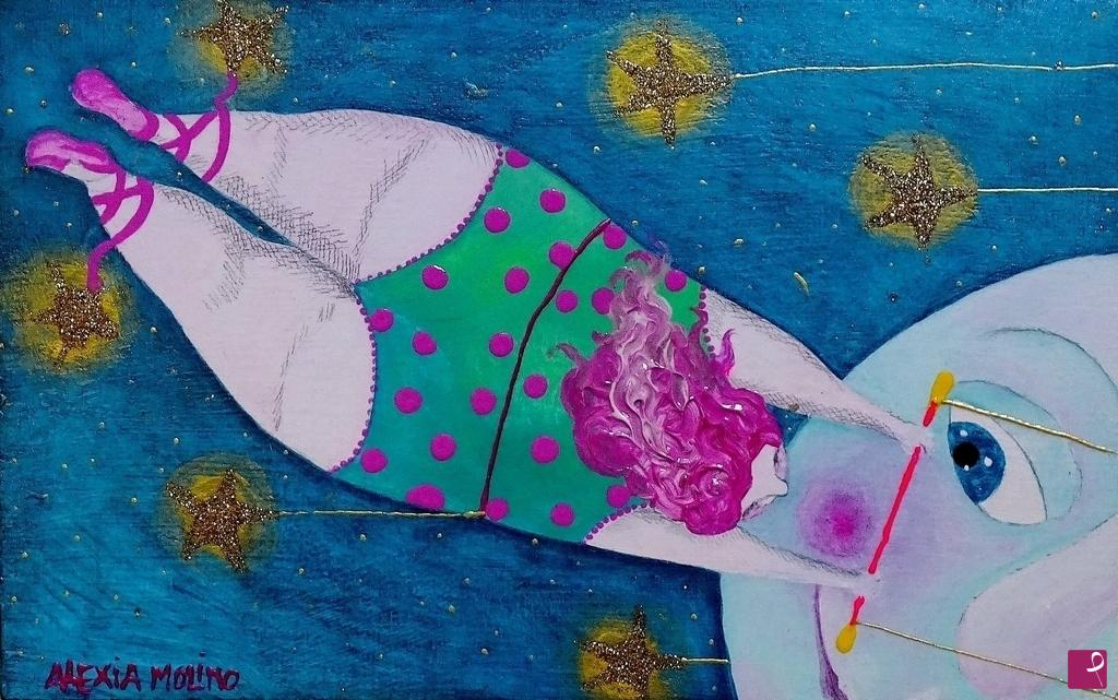 quadri in vendita online - Alexia Molino - Fino alla luna (28x17,5)
