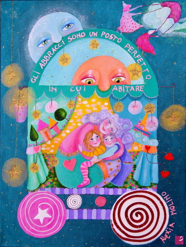 quadri in vendita online - Alexia Molino - Gli abbracci sono un posto perfetto in cui abitare (30x40)