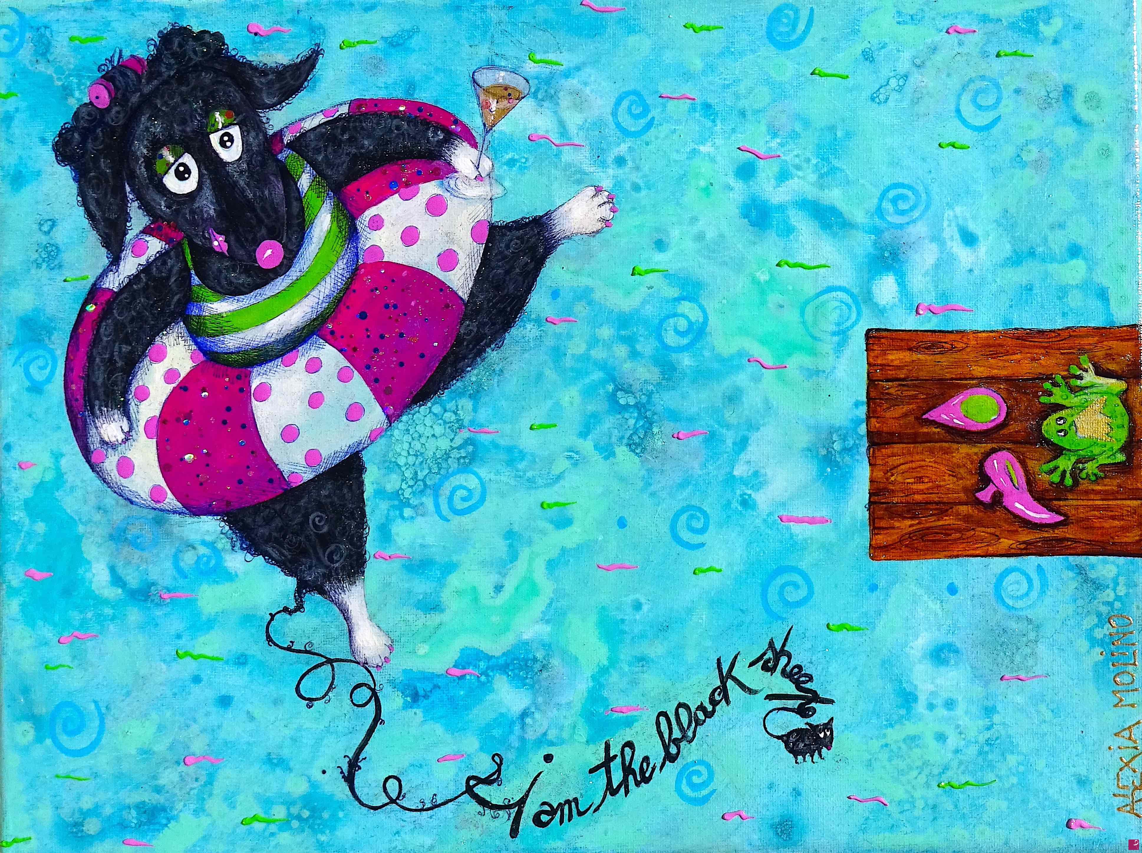 quadri in vendita online - Alexia Molino - I am the black sheep (acrilico su tela 30x40)