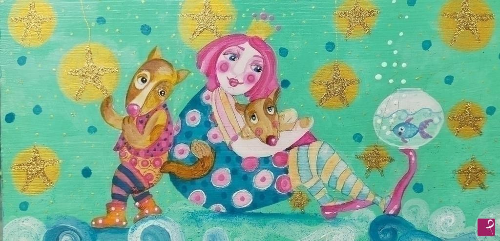 quadri in vendita online - Alexia Molino - i miei amici cani (30x15) opera su legno (ANIMALI PERSONALIZZABILI)