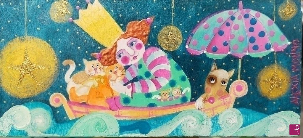 quadri in vendita online - Alexia Molino - I miei amici gatti e cane (23x10) opera su legno (ANIMALI PERSONALIZZABILI)