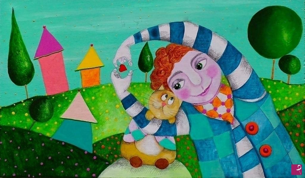 quadri in vendita online - Alexia Molino - Il mio caro amico (20,5x35 acrilico su legno)