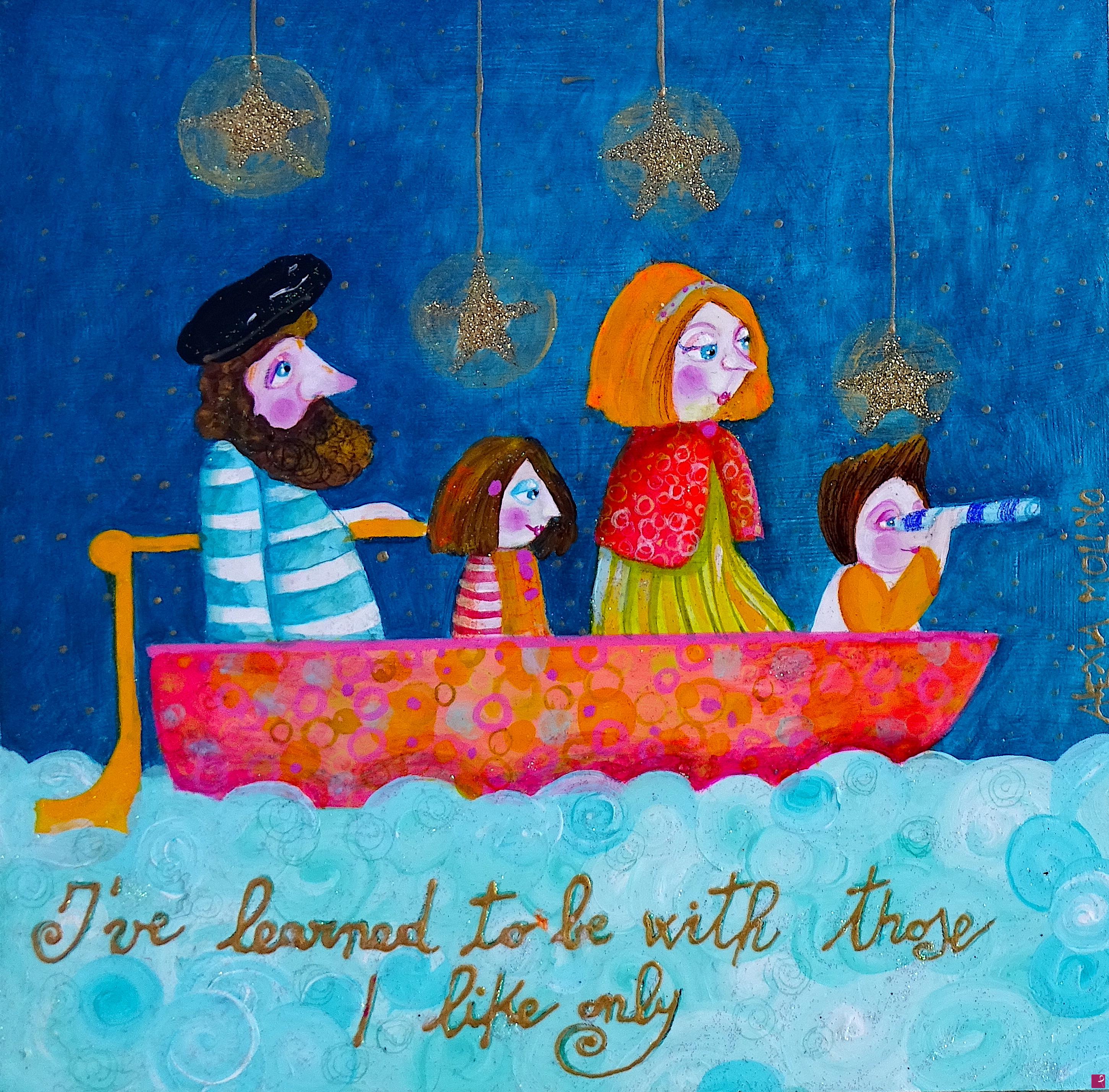 quadri in vendita online - Alexia Molino - I've learned to be with those I like only (23,5x23,5 acrilico su mdf)