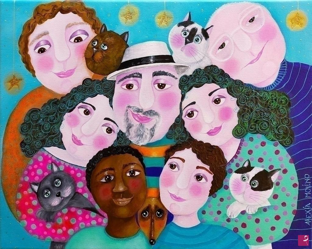quadri in vendita online - Alexia Molino - La famiglia si Domenico  (50x60)
