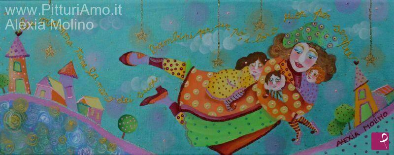 quadri in vendita online - Alexia Molino - La mamma tiene la mano dei suoi bambini per un pò, i loro cuori per sempre