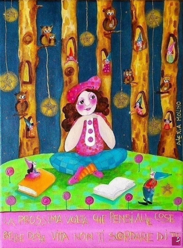 quadri in vendita online - Alexia Molino - La prossima volta che pensi alle cose belle della vita, non ti scordare di te (35x40)  (regalo di una mamma a sua figlia adolescente)