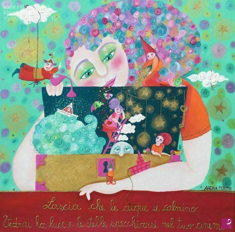 quadri in vendita online - Alexia Molino - Lascia che le acque si calmino. Vedrai la luce e le stelle specchiarsi nel tuo animo (50x50)