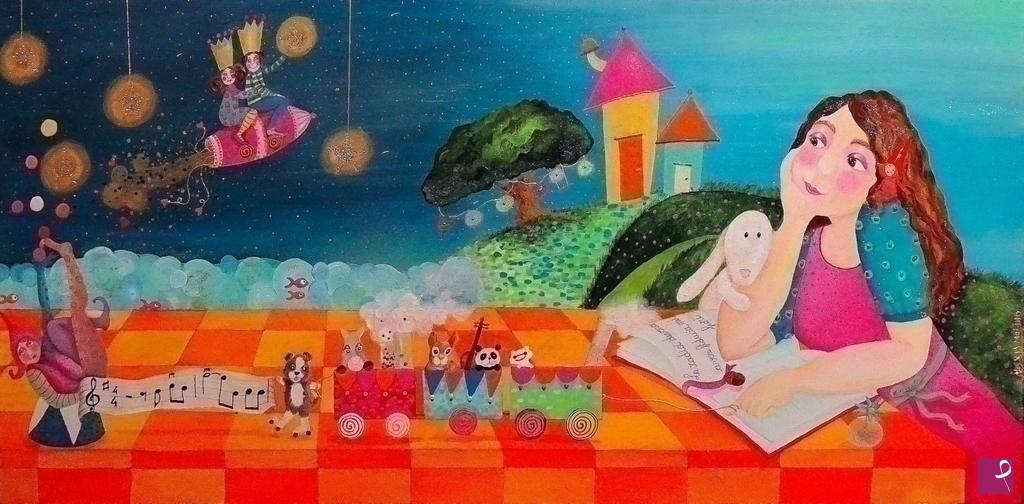 quadri in vendita online - Alexia Molino - Le radici devono avere fiducia nei fiori (1 m x50 cm acrilico su tela)