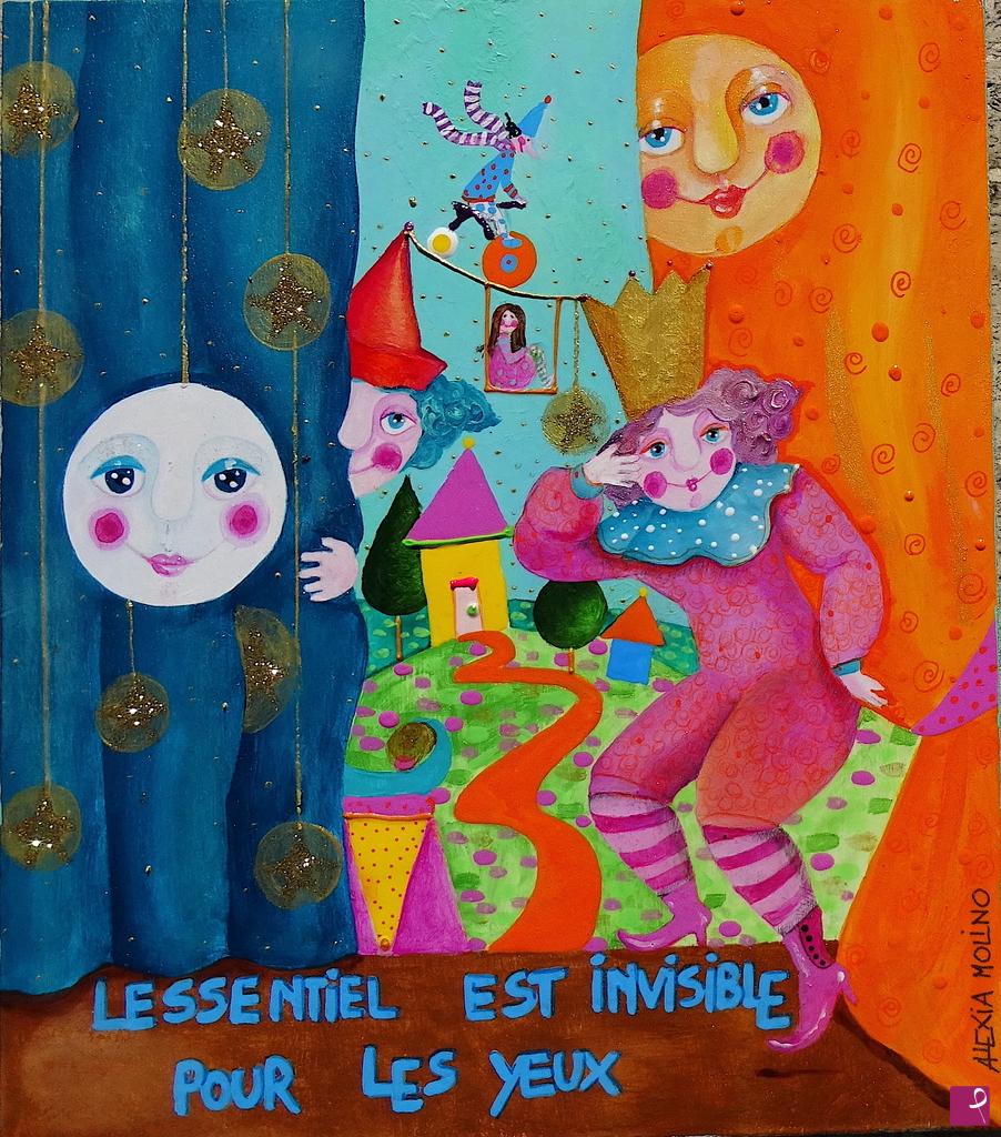 quadri in vendita online - Alexia Molino - L'essentiel est invisible pour les yeux (25x29 acrilico su legno) lavori rapidi