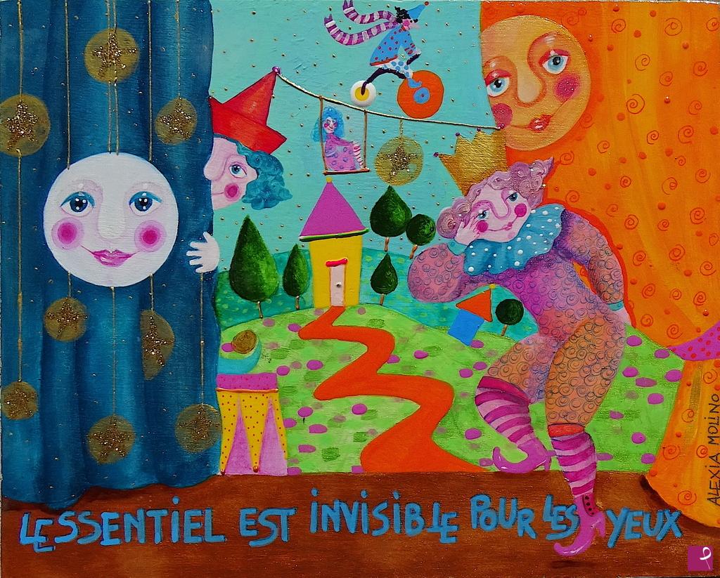 quadri in vendita online - Alexia Molino - L'essentiel est invisible pour les yeux (30,6x25 acrilico su legno) lavori rapidi