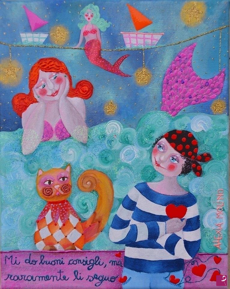 quadri in vendita online - Alexia Molino - Mi do buoni consigli, ma raramente li seguo (24x30)