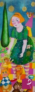quadri in vendita online - Alexia Molino - My cat woman (19x50 acrilico su legno)