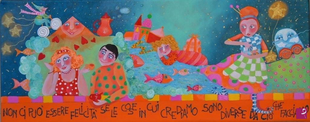 quadri in vendita online - Alexia Molino - Non ci può essere felicità se le cose in cui crediamo sono diverse da ciò che facciamo (20x50)