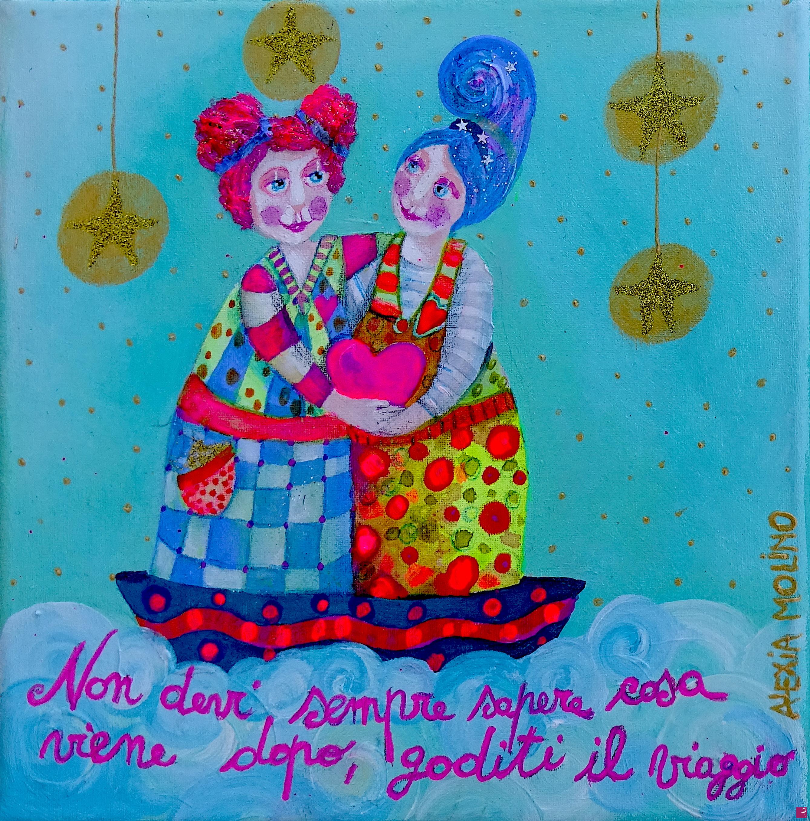 quadri in vendita online - Alexia Molino - Non devi sempre sapere cosa viene dopo, goditi il viaggio <3 (20x20 acrilico su tela)