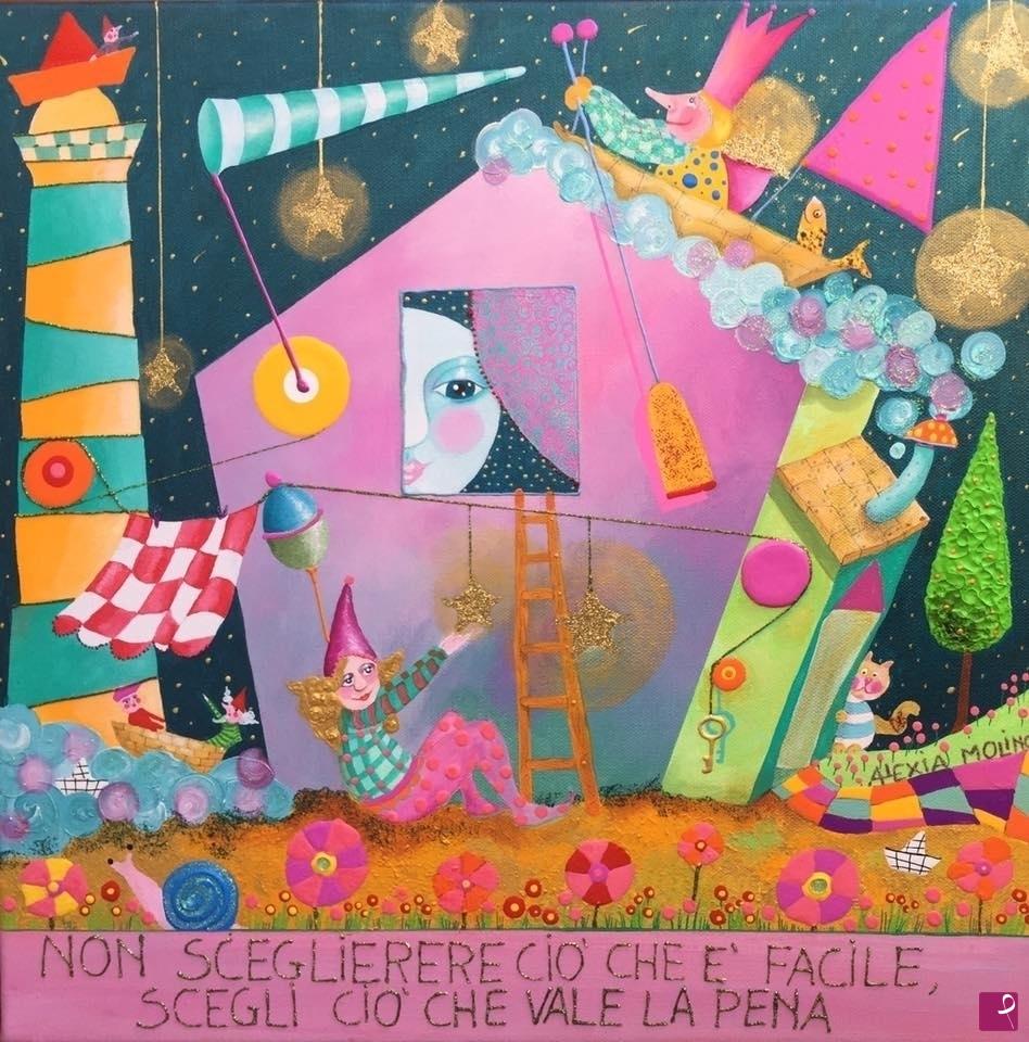 quadri in vendita online - Alexia Molino - Non scegliere ciò che è facile, scegli ciò che vale la pena (40x40)
