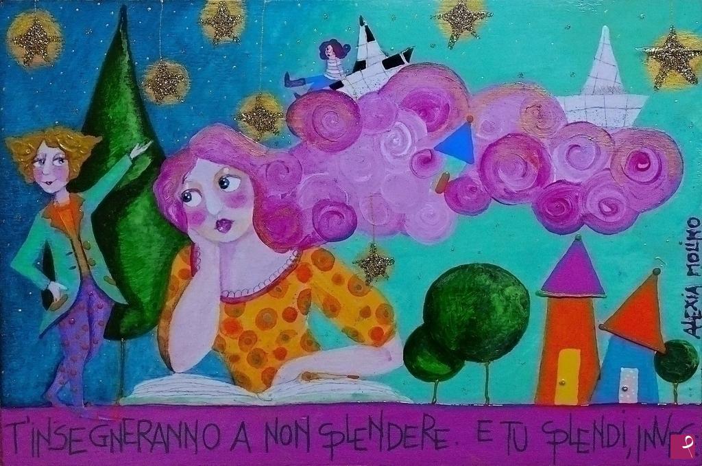 quadri in vendita online - Alexia Molino - Non tutte le principesse hanno bisogno di un principe (36x17 su legno)