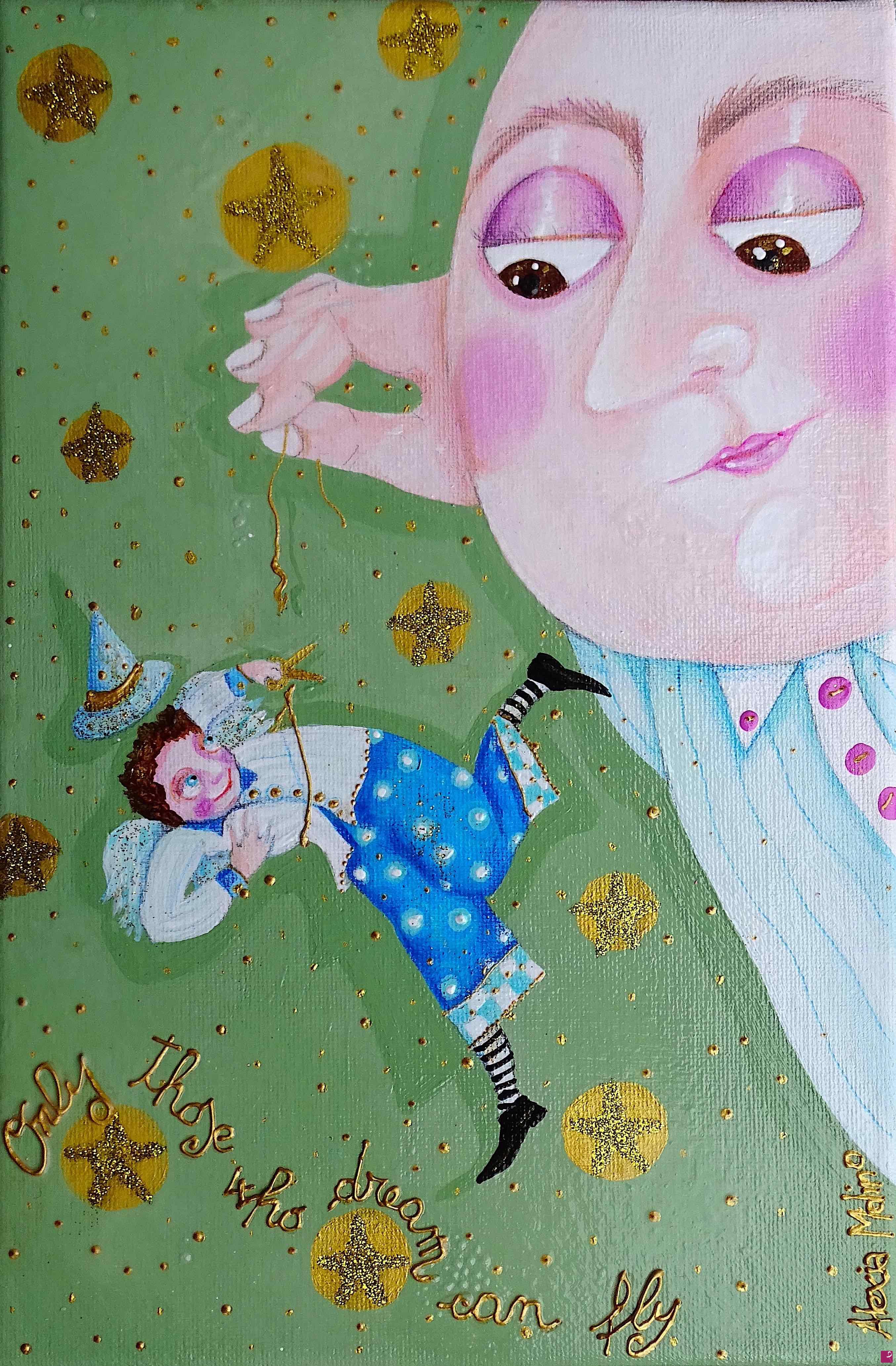 quadri in vendita online - Alexia Molino - Only those who dream can fly (acrilico su tela 20x30)