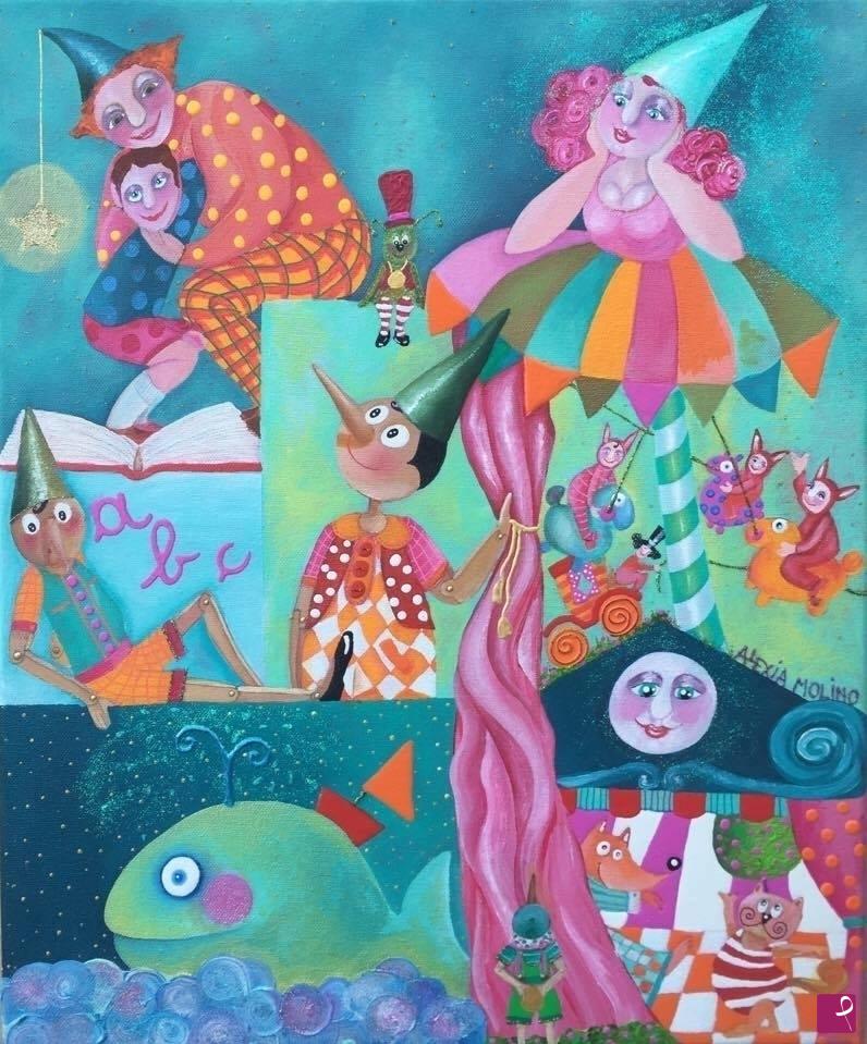 quadri in vendita online - Alexia Molino - Pinocchio (38x46) 