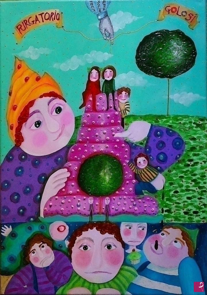 quadri in vendita online - Alexia Molino - Purgatorio, girone dei golosi (35x50).