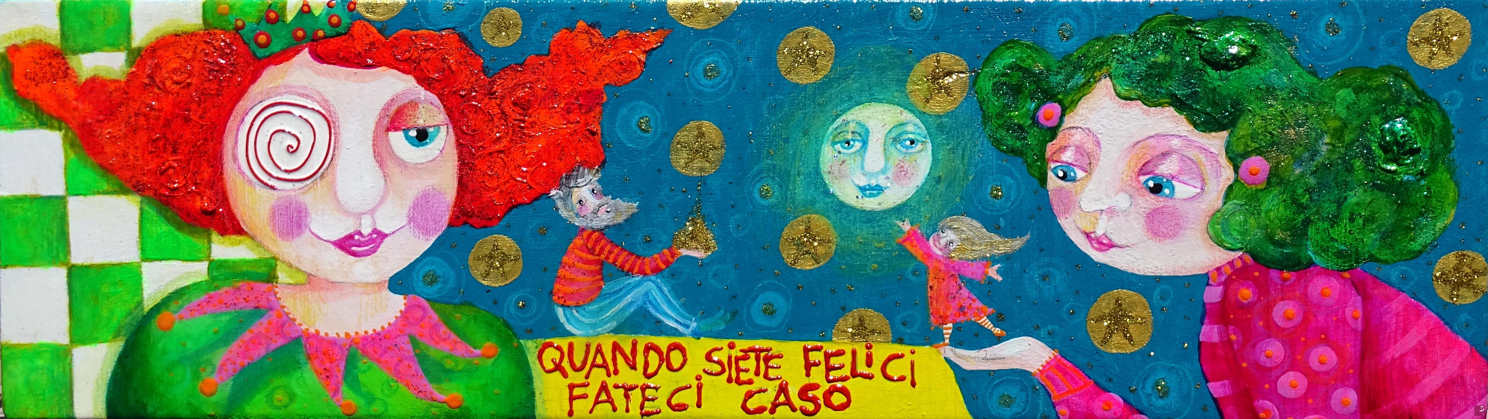 quadri in vendita online - Alexia Molino - Quando siete felici fateci caso (40x12 acrilico su legno)