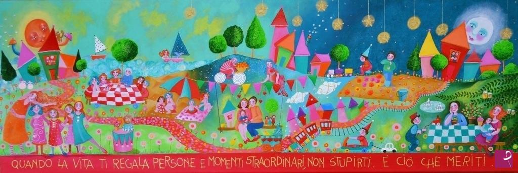 quadri in vendita online - Alexia Molino - Storie ed intrecci di famiglie (120x40)
