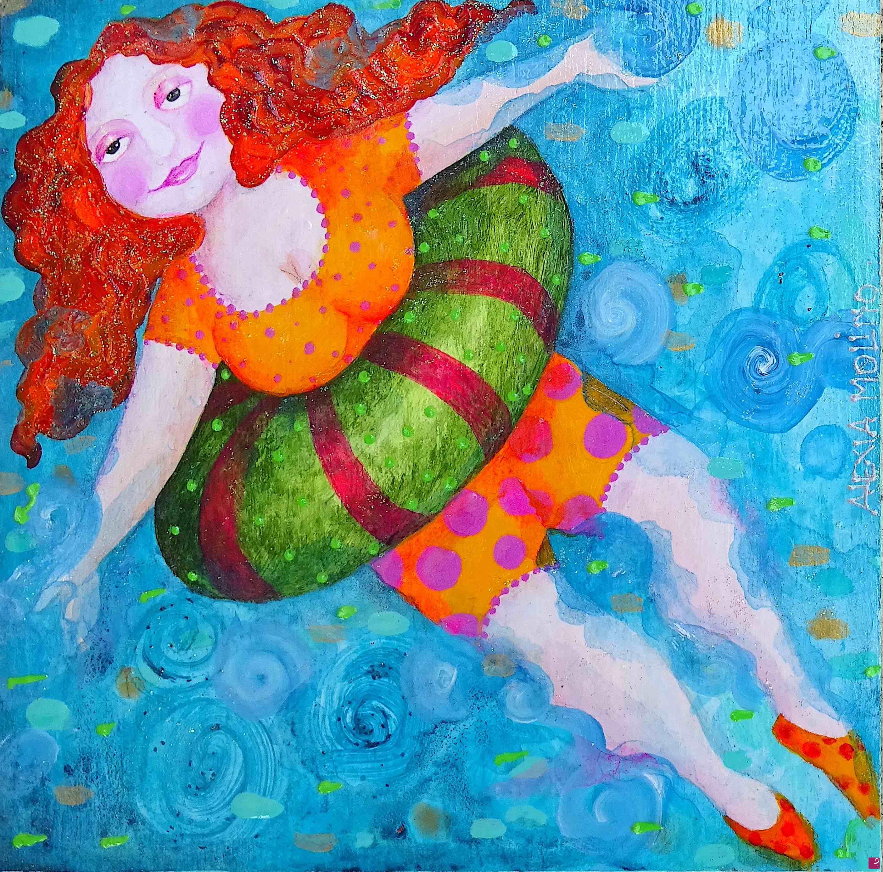 quadri in vendita online - Alexia Molino - Summer time IV (20x20 acrilico su legno)