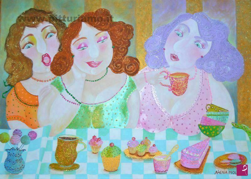 quadri in vendita online - Alexia Molino - Tè con le amiche
