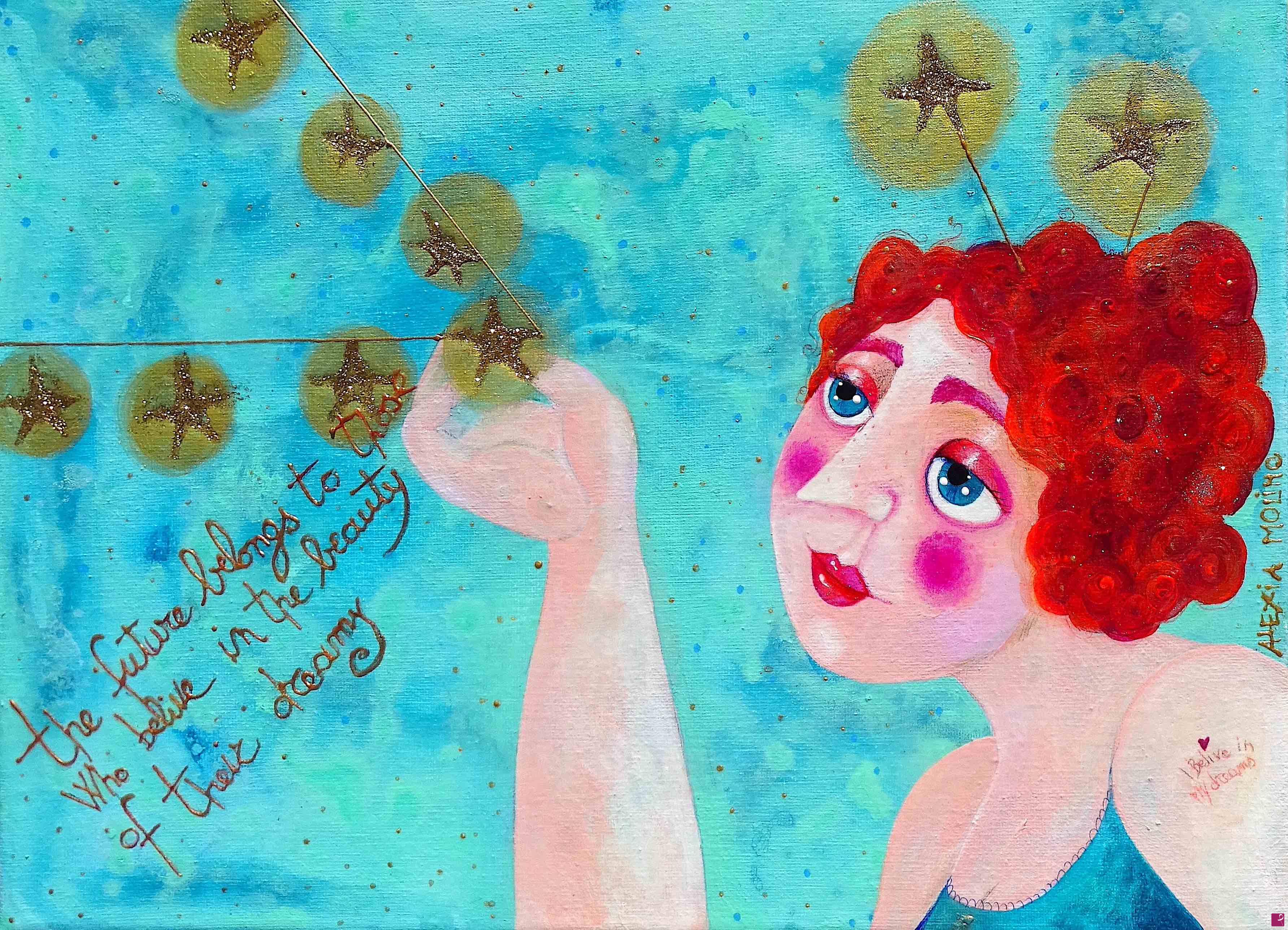 quadri in vendita online - Alexia Molino - The future belongs to those to who believe in the beauty of they dreams (30x40 acrilico su tela)