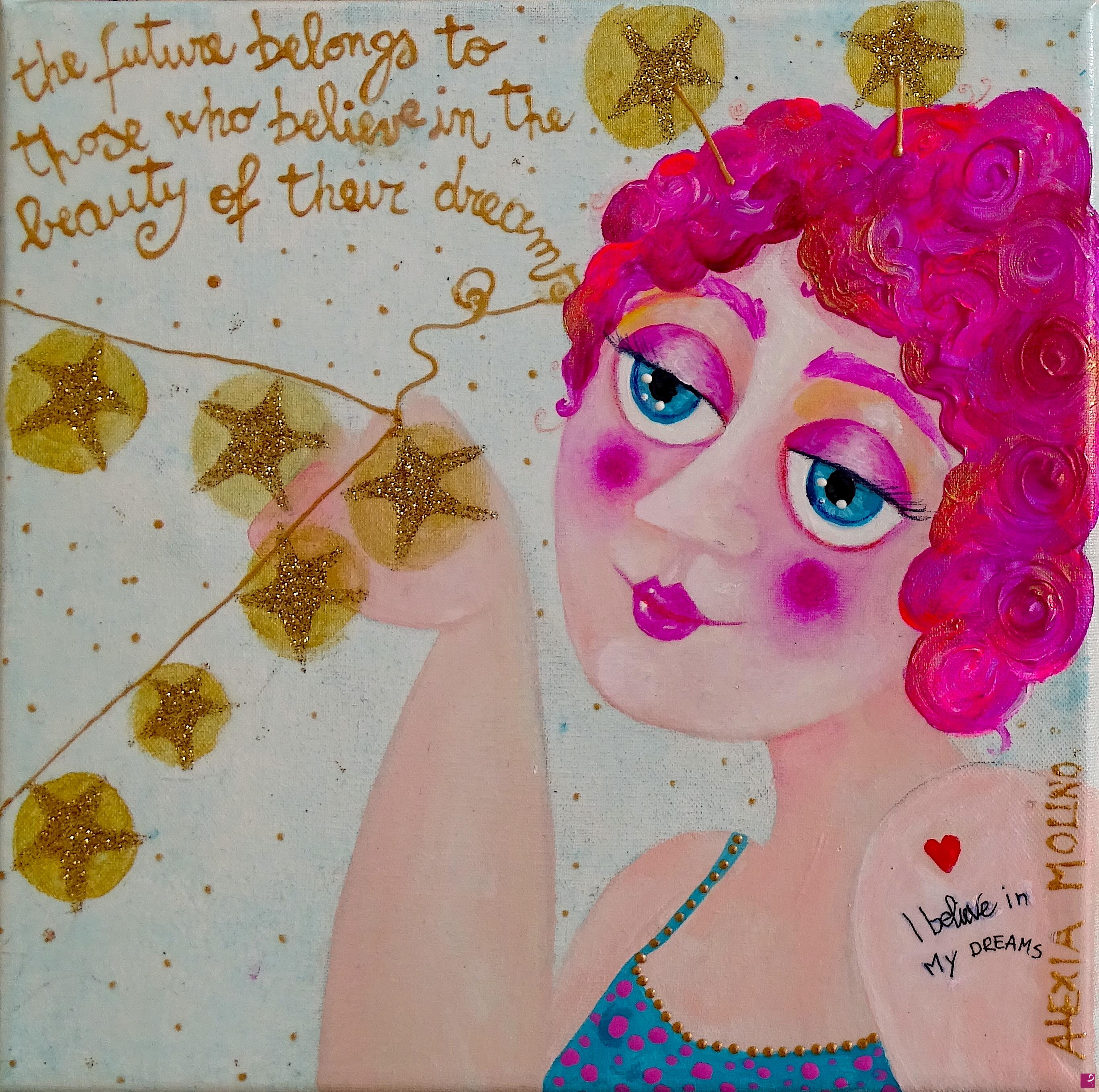 quadri in vendita online - Alexia Molino - The future belongs to those who believe in the beauty of their dreams (20x20 acrilico su tela)