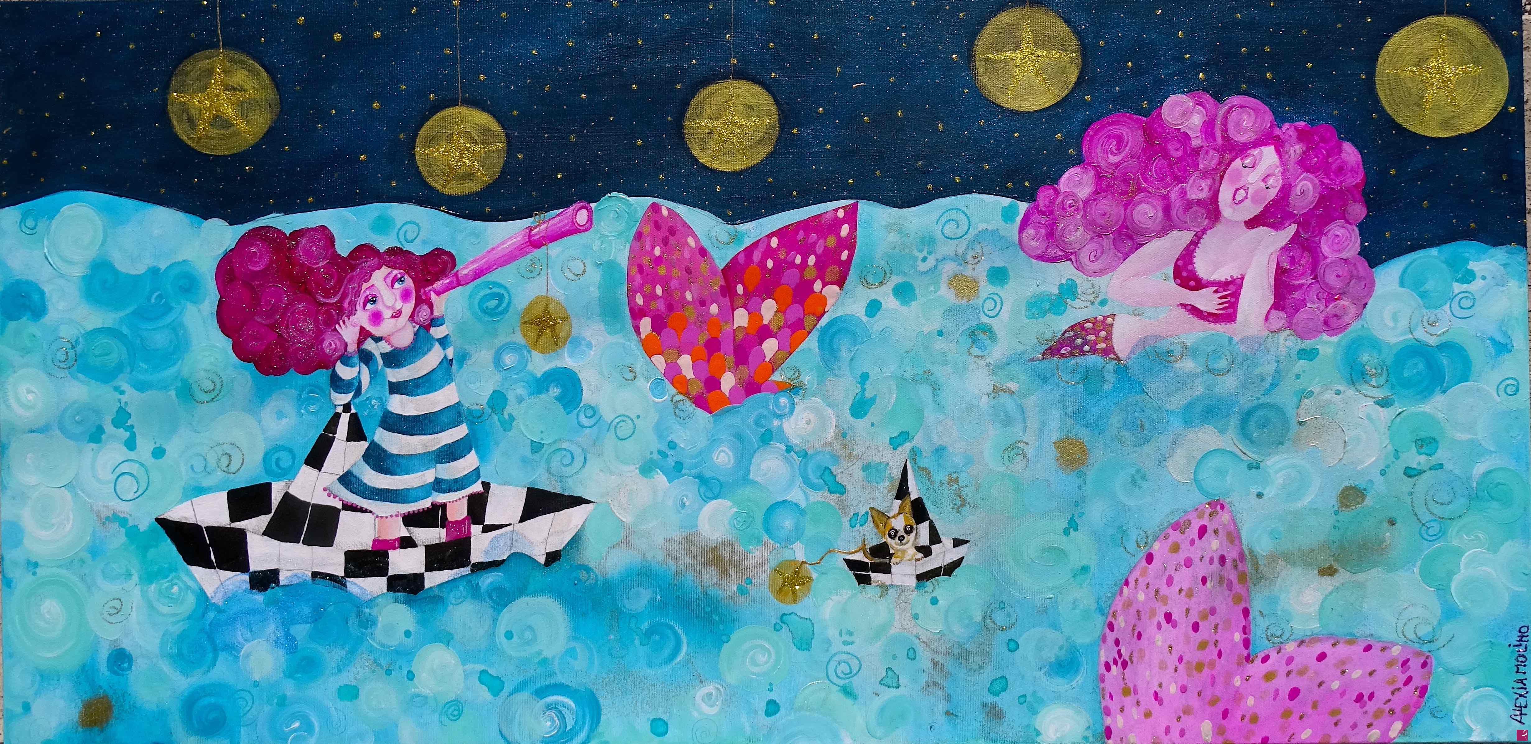 quadri in vendita online - Alexia Molino - The sea - Panel 1 (100x50 acrilico)