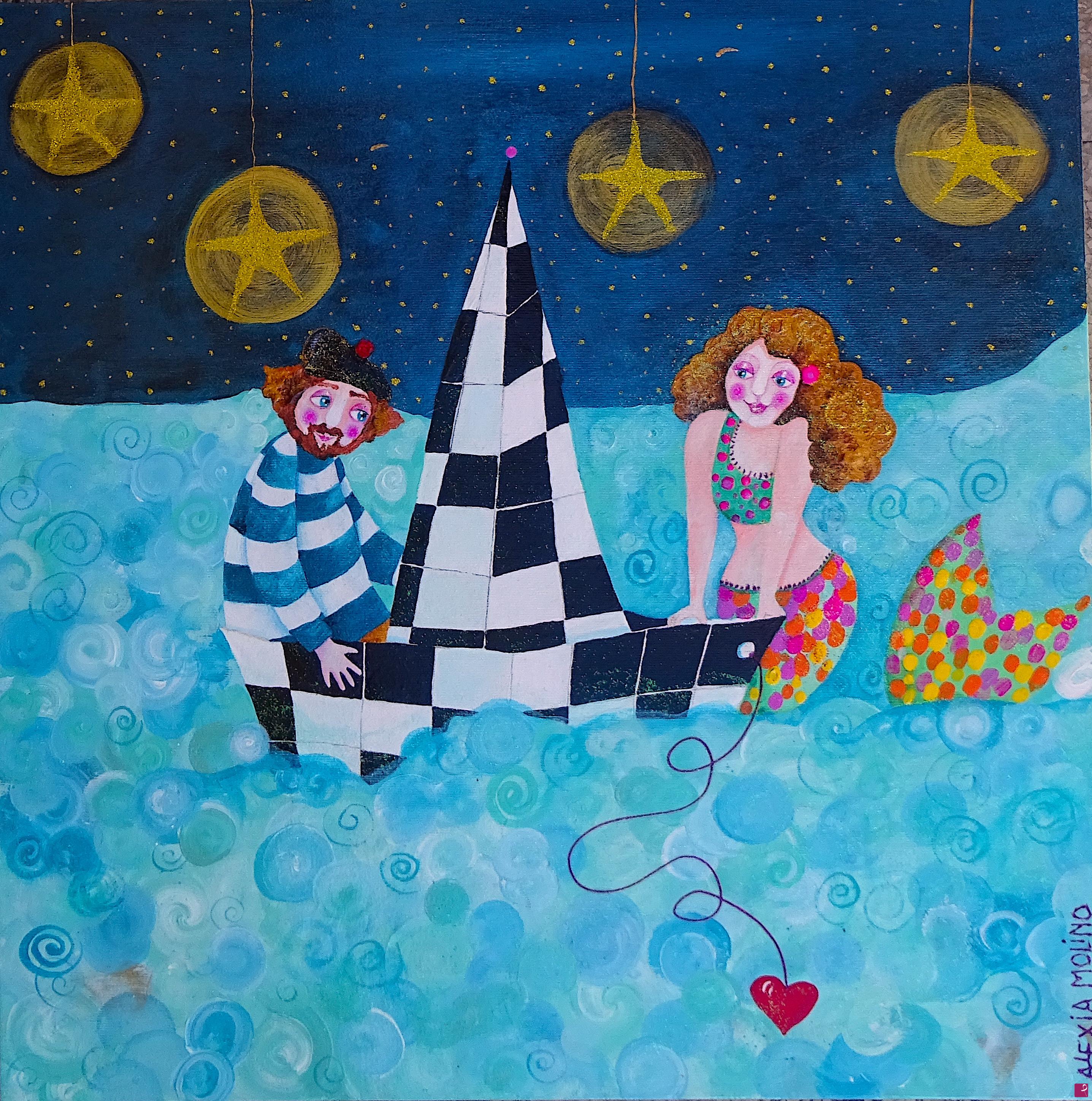 quadri in vendita online - Alexia Molino - The sea - Panel 2 (50x50 acrilico)