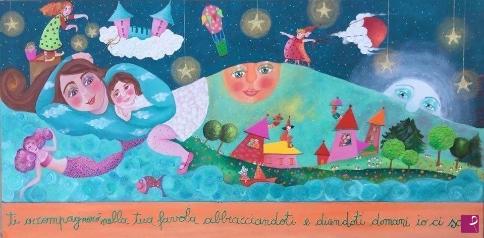 quadri in vendita online - Alexia Molino - Ti accompagnerò nella tua favola abbracciandoti e dicendoti domani io ci sarò (40x80)
