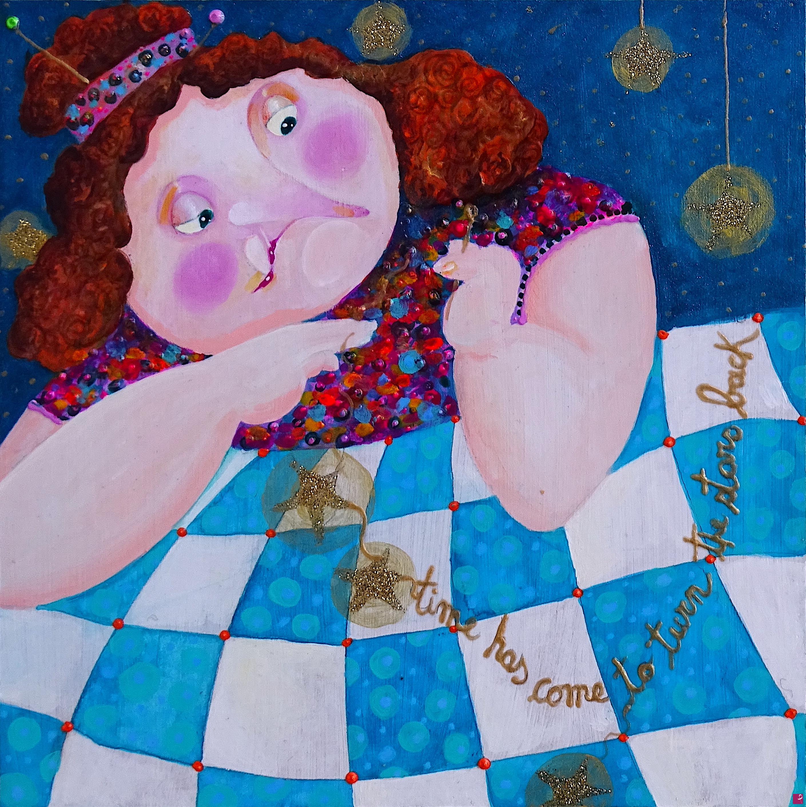 quadri in vendita online - Alexia Molino - Time has come to turn the star back on (23,5x23,5 acrilico su mdf)